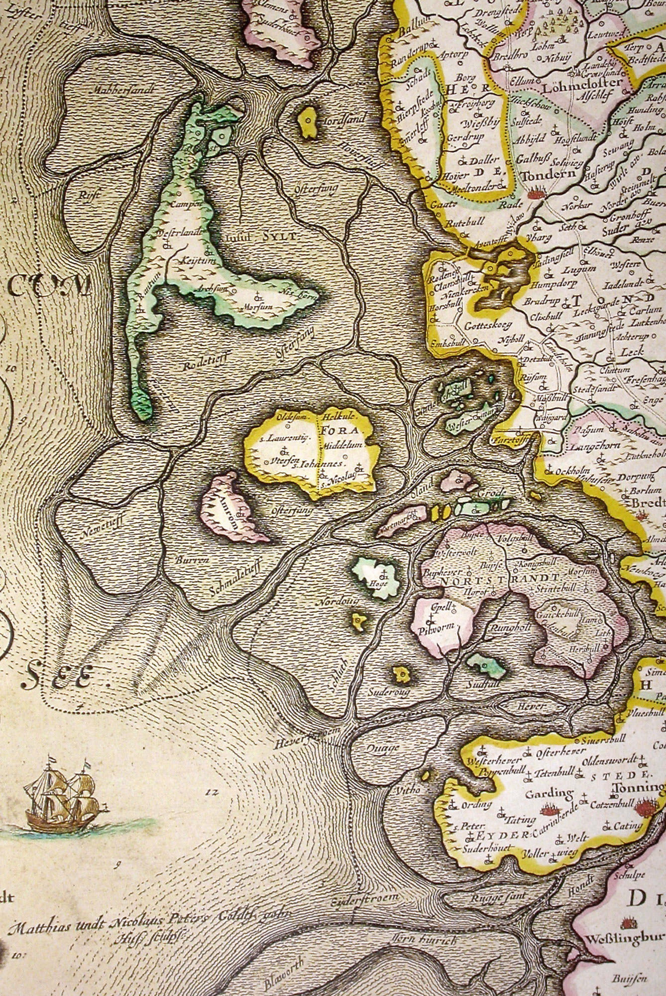 The flooded isle of Nortstrandt by Johannes Blaeu